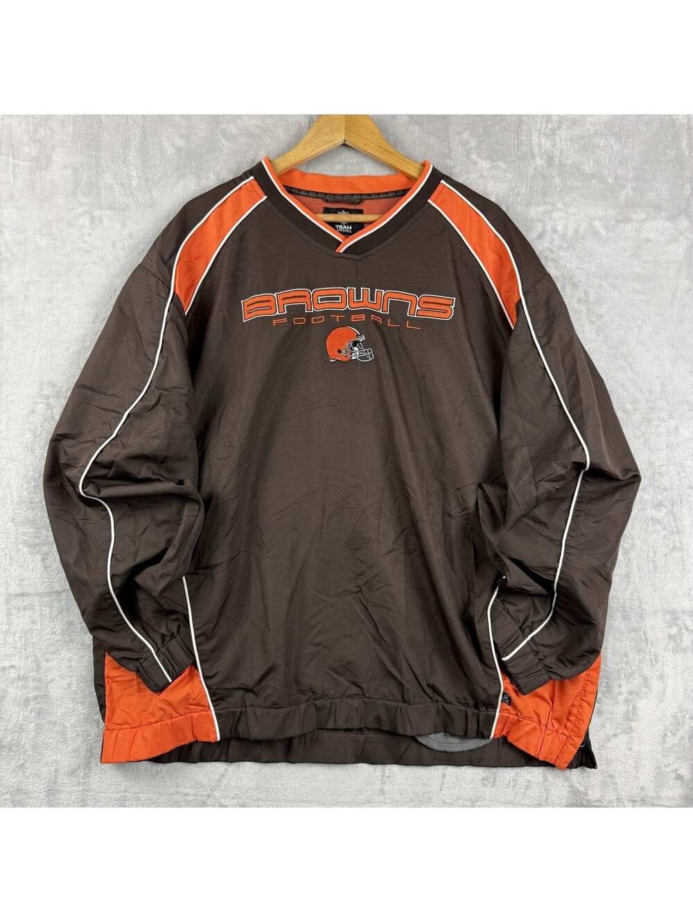 VTG Cleveland Browns NFL Men’s 2XL Brown Pullover Windbreaker Jacket Team Y2K